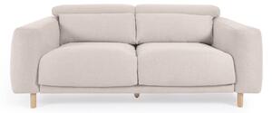 LAFORMA Singa 3-personers soffa - vitt tyg och naturligt bokträ