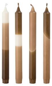 BLOOMINGVILLE Dip Dye-ljus, brunt, paraffin, set om 4, D2,2xH25 cm