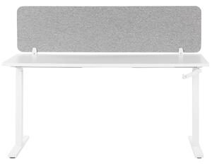 Skrivbordsskärm Avskärmning Ljusgrå PET-tyg 130 x 40 cm Modulära Fästklämmor Hemmakontor Beliani