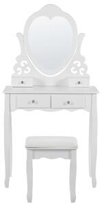 Dressingbord Vit MDF Massivt trä 138 x 74 cm 4 lådor Vardagsrumsmöbler Glam Design Sovrum Beliani