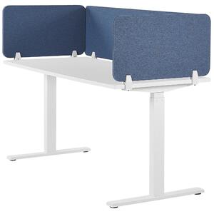 Skrivbordsskärm Avskärmning Blå PET-tyg 160 x 40 cm Modulära Fästklämmor Hemmakontor Beliani