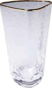 KARE DESIGN Hommage vattenglas, med struktur och guldkant, handgjort - klart glas