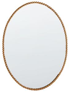 Väggmonterad Hängande Spegel Guld 83 x 57 cm Oval Utsmyckad Ram Dekorativa Pärlor Beliani