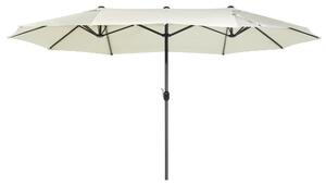 Parasoll 247 cm Beige Tyg Aluminium Vädertålig Trädgård Beliani