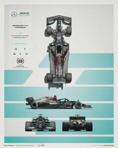 Konsttryck Mercedes-AMG Petronas F1 Team - W12 - Blueprint - 2021, (40 x 50 cm)