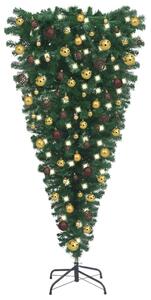 Plastgran upp-och-ned med LED och julgranskulor 210 cm