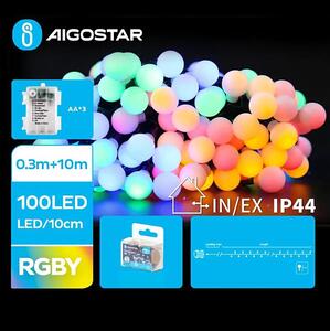 Aigostar - LED RGBY Utomhus Julkedja 100xLED/3xAA/8 funktioner 10,3 m IP44