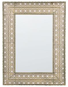 Väggmonterad hängande spegel guld 69 x 90 cm Rektangulär dekorativ ram Heminredning Accessoar Accent Beliani