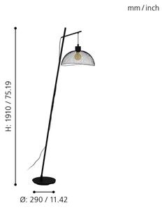 Eglo 43307 - Golvlampa POMPEYA 1xE27/60W/230V