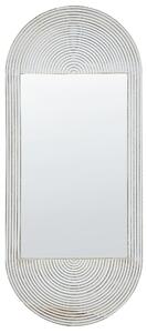 Väggspegel Off-White Mangoträram 56 x 130 cm Vitkalkad Sliten Finish Vintage Stil Väggdekor Vardagsrum Sovrum Hall Beliani