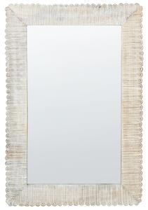 Väggspegel Off-White Mangoträram 63 x 94 cm Vitkalkad Sliten Finish Vintage Stil Väggdekor Vardagsrum Sovrum Hall Beliani