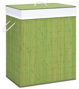 Tvättkorg bambu med 2 sektioner grön 100 L