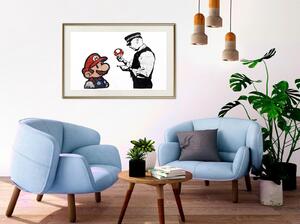 Inramad Poster / Tavla - Banksy: Mario and Copper - 45x30 Guldram med passepartout