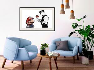 Inramad Poster / Tavla - Banksy: Mario and Copper - 45x30 Guldram