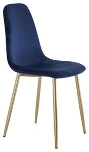 VENTURE DESIGN Polar matbordsstol - blå velour och metall i mässing