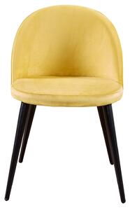 VENTURE DESIGN Velvet matbordsstol, med armstöd - gul velour och metall