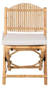VENTURE DESIGN Cane fällbar stol för trädgården, med dyna - grått tyg, naturlig bambu och rotting