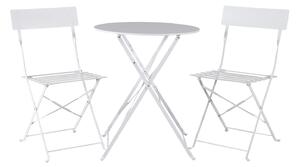 VENTURE DESIGN Marseille caféset, med 1 bord och 2 fällbara stolar - vitt stål