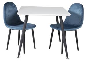 VENTURE DESIGN Polar Barnbord och 2 Barnstolar - Vit MDF / Svart Metall och Blå Velour