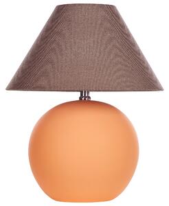 Bordslampa Orange keramik Linneskärm 41 cm Tyg Trumformad Nattduksbord Vardagsrum Sovrum Belysning Traditionell Design Beliani