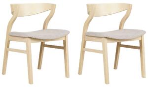 Set med 2 Matstolar Ljust trä och Beige Plywood Polyestertyg Gummiträben Retro Traditionell stil Beliani