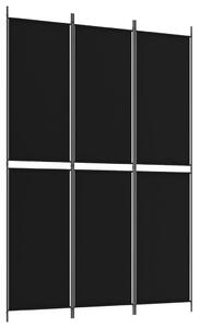 Rumsavdelare 3 paneler 150x220 cm svart tyg