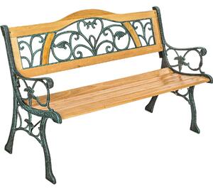 TecTake GmbH 401426 trädgårdsbänk kathi 2-sits av trä och gjutjärn 124x60x83cm - brun