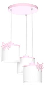 Hängande ljuskrona med textilsladd för barn SWEET 3xE27/15W/230V vit/rosa/fjäril