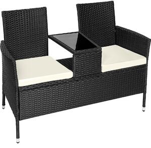 TecTake GmbH 404557 trädgårdsbänk med bord i konstrotting - svart/beige
