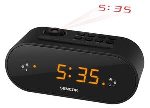 Sencor - klockradio med LED display och projektor 5W/230V 1xCR2032 svart