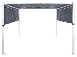 Pergola Grå Polyester Stål 310 x 310 cm Tygskugga Metallram Sol LED-lampor Trädgårdspaviljong Beliani