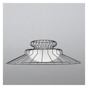 SIRU - Ljuskrona med textilsladd SUNRISE 1xGX53/10W/230V brun/vit Venetiansk glas