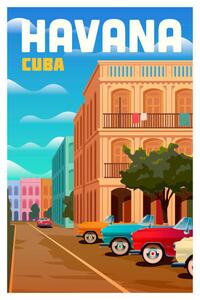 Illustration Havana, Cuba. Vector travel poster., Mikalai Manyshau
