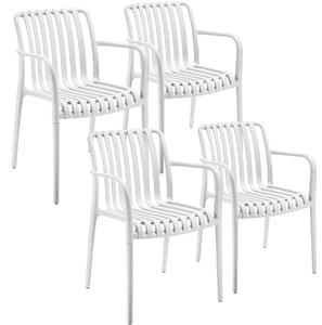 TecTake GmbH 406045 trädgårdsstol alcudia, väderbeständiga och stapelbara - vit, uppsättning om 4
