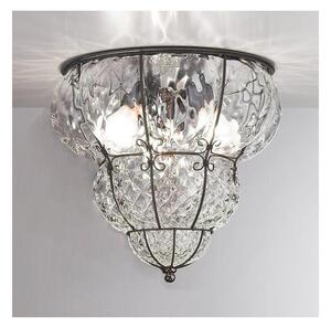 SIRU- Taklampa CLASSIC 3xE14/40W/230V diameter 25 cm genomskinlig/svart Venetiansk glas