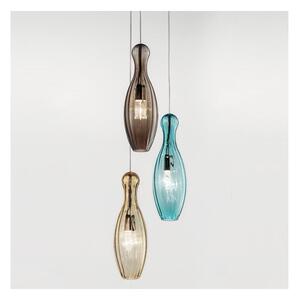 SIRU- Ljuskrona med textilsladd BIRILLO 3xE14/40W/230V brun/turkos/beige Venetiansk glas