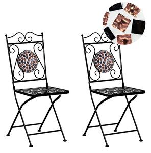 Set med 2 Caféstolar Svart Metall Mosaikplattor Mönster Cafébord Bordsskiva Vintage-stil Trädgård Uteplats Balkong Beliani