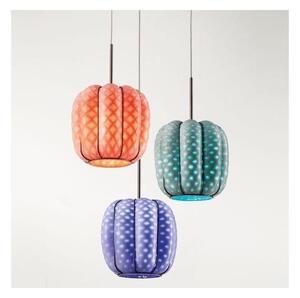 SIRU - Ljuskrona med textilsladd NEST 3xE27/60W/230V orange/blå/grön Venetiansk glas