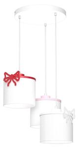 Hängande ljuskrona med textilsladd för barn SWEET 3xE27/15W/230V vit/rosa/röd/rosett