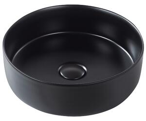 Tvättställ för Bänskiva Matt Svart Keramik 36 cm Rund Handfat Modern Minimalistisk Badrum Toalett Beliani
