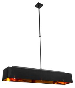 Modern hänglampa svart med guld 90 cm 3-ljus - VT 1