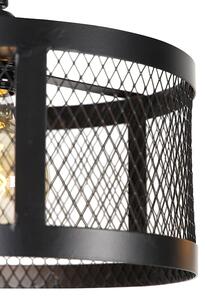 Industriell hängande lampa svart med rep 2-ljus - Cage Robusto