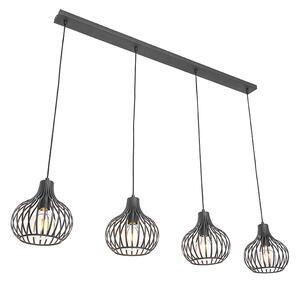 Moderne hanglamp zwart 4-lichts - Saffira