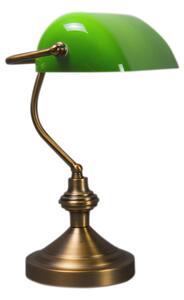 Klassisk bordslampa/notarielampa brons med grönt glas - Banker