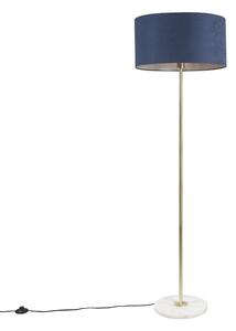Mässingsgolvlampa med blå skugga 50 cm - Kaso