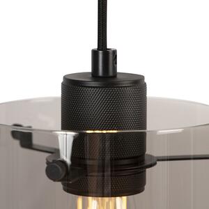 Design hängande lampa svart med rökglas 3-ljus - Dome