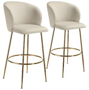 TecTake GmbH 405854 barstol luana i sammetslook med ryggstöd - grädde/guld, uppsättning av 2