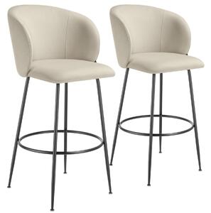 TecTake GmbH 405852 barstol luana i sammetslook med ryggstöd - grädde/svart, uppsättning av 2