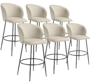 TecTake GmbH 405863 barstol luana i sammetslook med ryggstöd - grädde/svart, uppsättning om 6