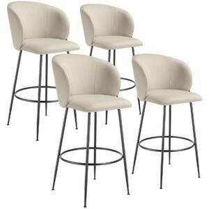 TecTake GmbH 405862 barstol luana i sammetslook med ryggstöd - grädde/svart, uppsättning om 4